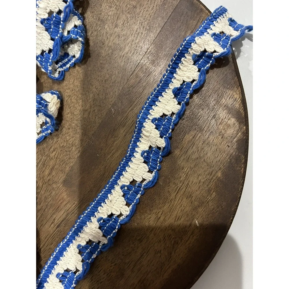 Vtg MCM Retro Color Something Blue Crochet Trim Edging‎ Boho Cottage Crafting